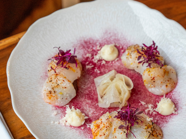 TOWA Saint-Jacques crues, topinambour, purée panais, citron caviar